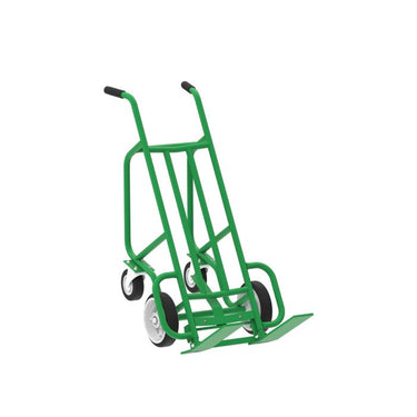 Valley Craft 4-Wheel Pallet Hand Truck - Steel, (2) Solid Rubber (2) Rear Mold-On Rubber Swivel Wheels, 1000 lb. Capacity, Spring-Loaded Pallet Forks